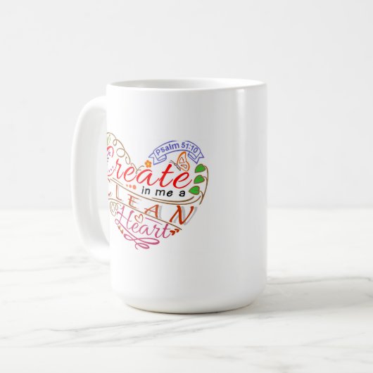 Tasse mit Psalm 51:10 (Vorderseite Links)