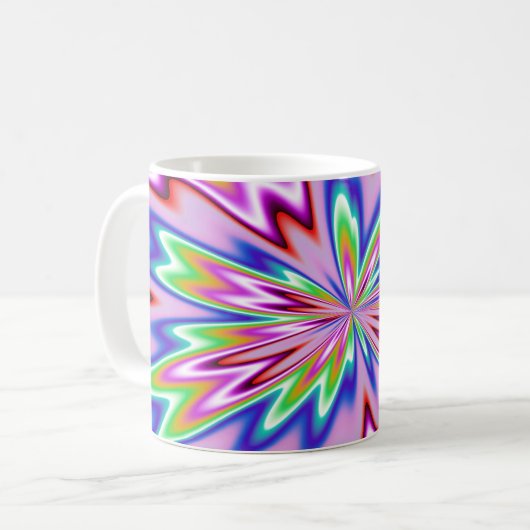 Tasse mit psychedelischem Design. (Vorderseite Links)