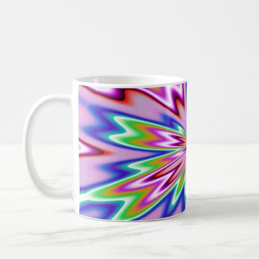 Tasse mit psychedelischem Design. (Links)