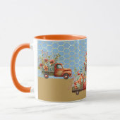 Tasse mit Red Trucks & Blume (Links)