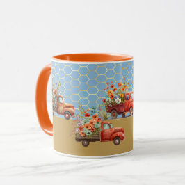 Tasse mit Red Trucks & Blume