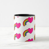 Tasse mit Regenbogen und heißen rosa Herzen (Zentrum)