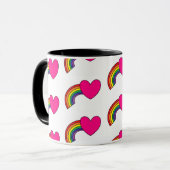 Tasse mit Regenbogen und heißen rosa Herzen (Vorderseite Links)