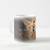 Tasse mit Regenbogenflügeln 'Play With Heart' (Vorderseite Links)