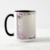 Tasse mit rosa Blumenrahmen (Links)