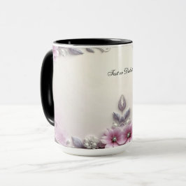 Tasse mit rosa Blumenrahmen