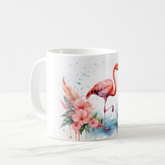 Tasse mit rosa Flamingo (Vorderseite Links)