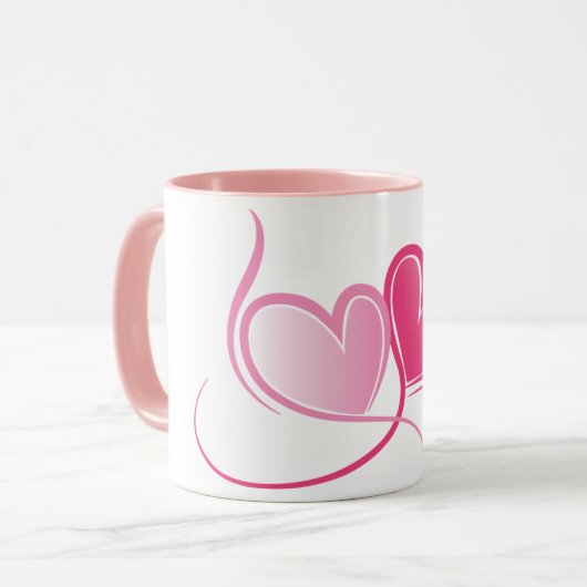 Tasse mit rosa Herzen (Vorderseite Links)