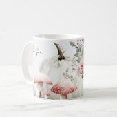 Tasse mit rosa Pumpkins und Blume (Vorderseite Links)