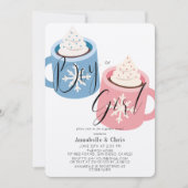 Tasse mit rosa und blauer Schokolade Geschlechtsve Einladung (Vorderseite)