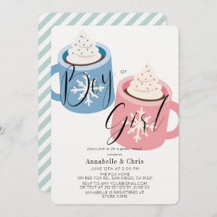 Tasse mit rosa und blauer Schokolade Geschlechtsve Einladung