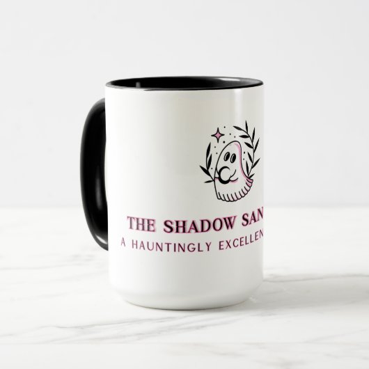 Tasse mit rosa und schwarzem Full-Logo (Vorderseite Links)