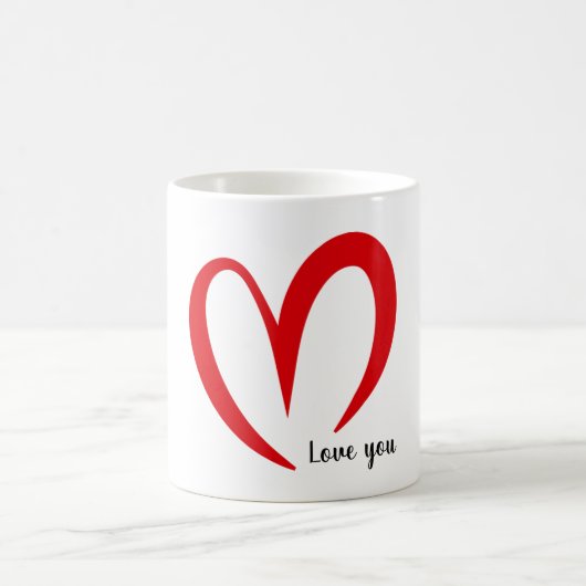 Tasse mit rotem Herzen für Valentinstag (Mittel)