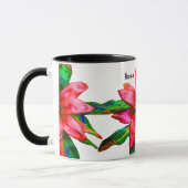 Tasse mit roter Bromelienblüte (Links)