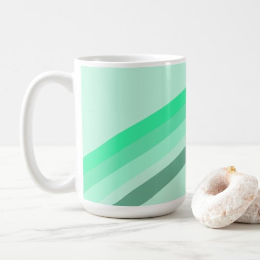 Tasse mit ruhigen, grünen Streifen (Mit Donut)