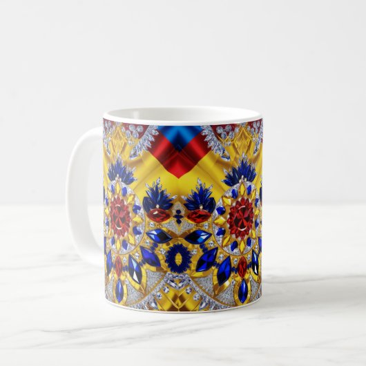 Tasse mit rumänischem Farbdesign (Vorderseite Links)