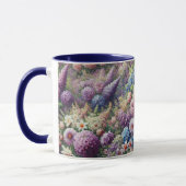 Tasse mit sanften lila, rosa und gelben Blumen (Links)