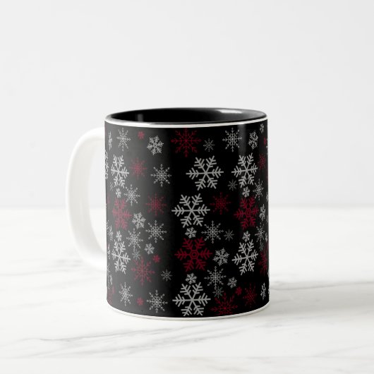 Tasse mit Schneeflocken in Schwarz (Vorderseite Links)