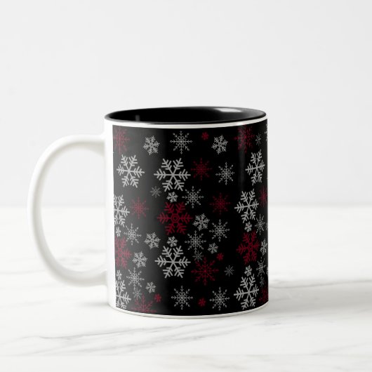 Tasse mit Schneeflocken in Schwarz (Links)