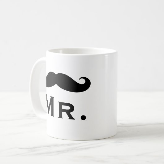 Tasse mit schwarzem handlebar Schnurrbart (Vorderseite Links)