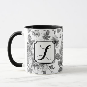 Tasse mit Schwarzweißrosen