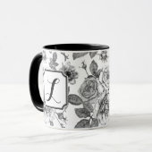Tasse mit Schwarzweißrosen (Vorderseite Links)
