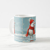 Tasse mit Seagull mit rotem Schal und Hut (Vorderseite Links)