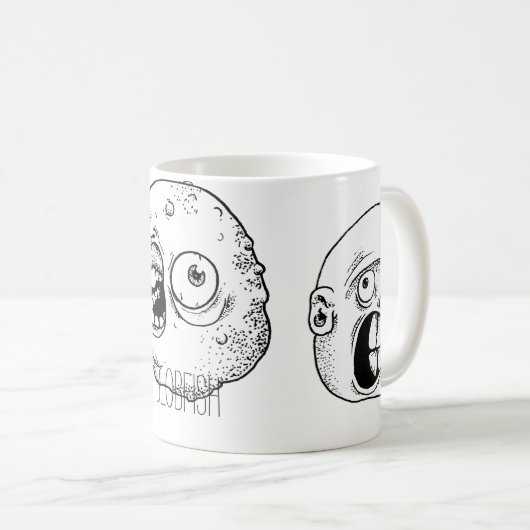 Tasse mit sonderbaren verzerrten Gesichtern (VorderseiteRechts)
