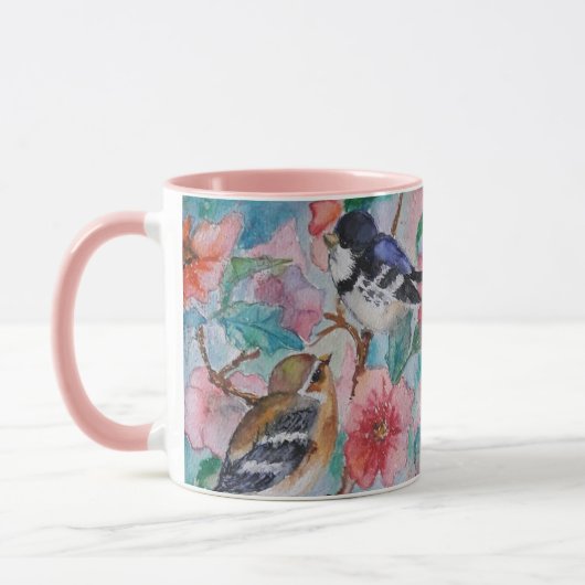 Tasse mit Sparrows Spring Birds (Links)