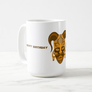 TASSE MIT STARKER MASKKUNST , GEBURTSTAG