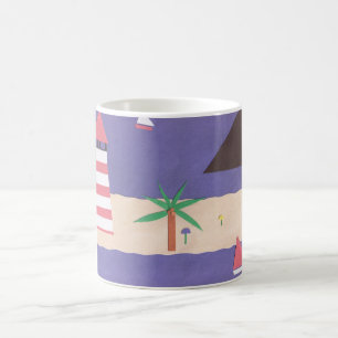 Tasse mit Strand und Ozean
