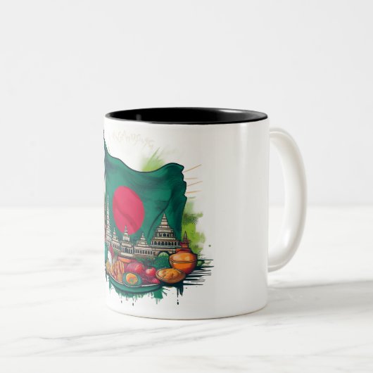 Tasse mit Symbolen für Bangladesch (VorderseiteRechts)