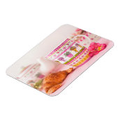 Tasse mit Tee, Croissant und Blume Magnet (Linke Seite)