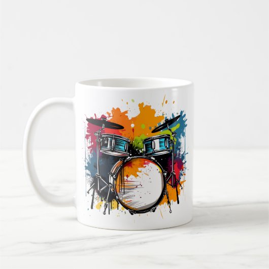 Tasse mit Trommel und Zitat (Links)