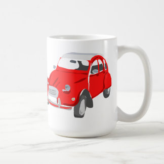 Tasse mit Vintagem Auto Citroen 2CV im Rot