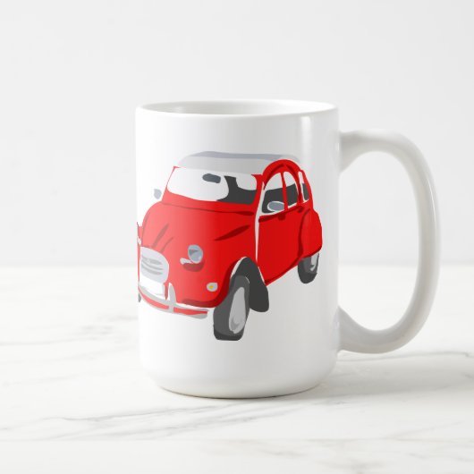 Tasse mit Vintagem Auto Citroen 2CV im Rot (Rechts)
