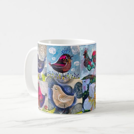 Tasse mit Vögeln und Blume (Vorderseite Links)