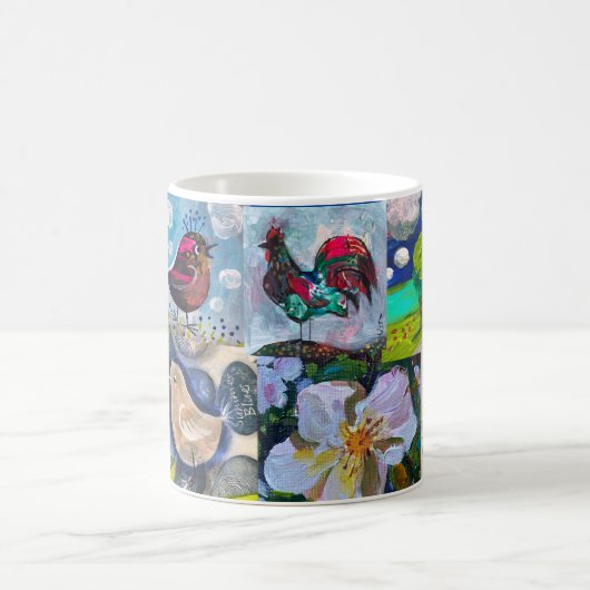 Tasse mit Vögeln und Blume (Mittel)
