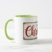 Tasse mit Weihnachtsaufschrift (Links)