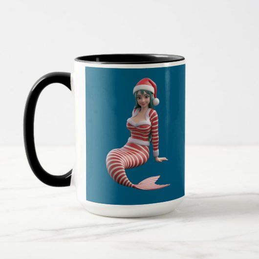 Tasse mit Weihnachtsmeerjungfrau (Links)