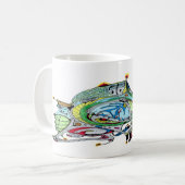 Tasse mit weißem Kaffee mit Raumschiff Art 1 A.1 (Vorderseite Links)