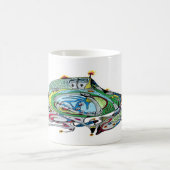 Tasse mit weißem Kaffee mit Raumschiff Art 1 A.1 (Mittel)