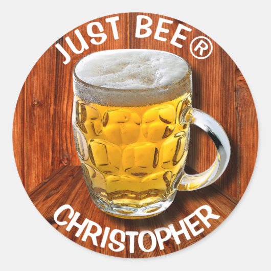 Tasse mit weißem Kopf mit weißem Pint Runder Aufkleber (Vorderseite)