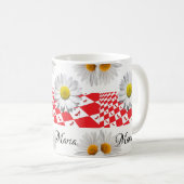 Tasse mit weißer Daisy Rot (VorderseiteRechts)