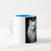 Tasse mit weißer Katze mit blauen Augen (Vorderseite Links)