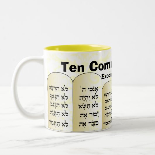 Tasse mit zehn Geboten (Links)