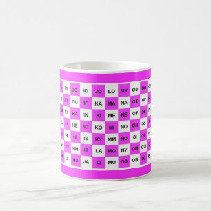 Tasse mit zwei Buchstaben in der rosa Intel Versio