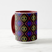 Tasse MUG Jimette Blaues Design Rot (Vorderseite Links)