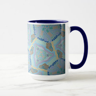 Tasse MUG Jimette Design blaues gelbes graues