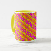Tasse MUG Jimette Rosa-weißorangefarbenes Design (Vorderseite Links)